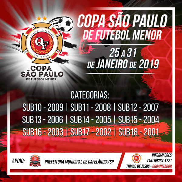 Você está visualizando atualmente Em janeiro tem Copa São Paulo de Futebol Menor em Cafelândia