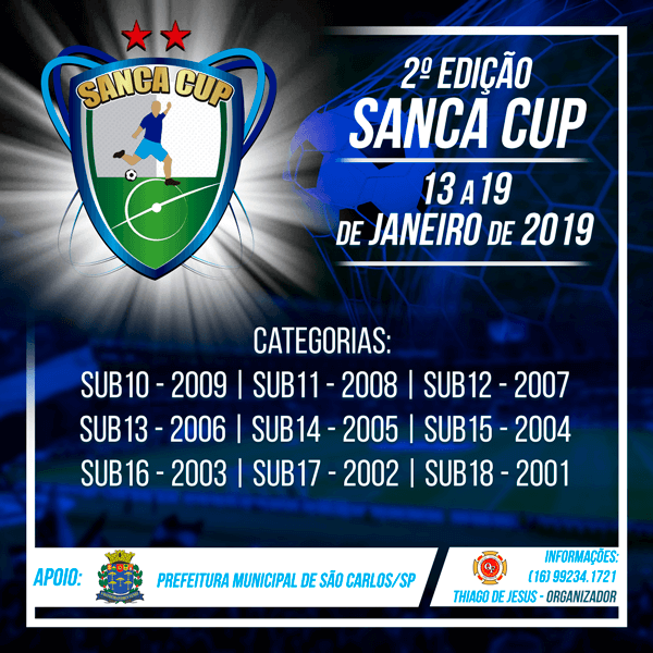 Você está visualizando atualmente SÃO CARLOS JÁ VIVE A EXPECTATIVA DA MAIOR COPA DE FUTEBOL DAS CATEGORIAS DE BASE: A SANCA CUP 2019